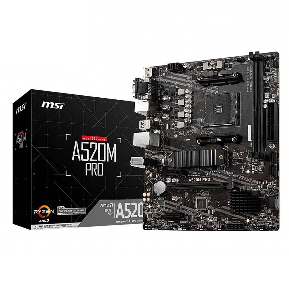 A520M PRO AM4 DDR4 4600(OC) VGA DVI HDMI M.2 USB3.2 mATX Anakart - 1