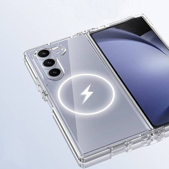 Galaxy Z Fold 6 Kılıf M-safe Şarj Özellikli Şeffaf Sert PC Zore Embos Kapak - 2