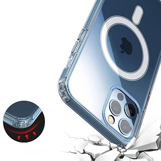 Apple iPhone 13 Kılıf M-safe Şarj Özellikli Şeffaf Sert PC Zore Embos Kapak - 3