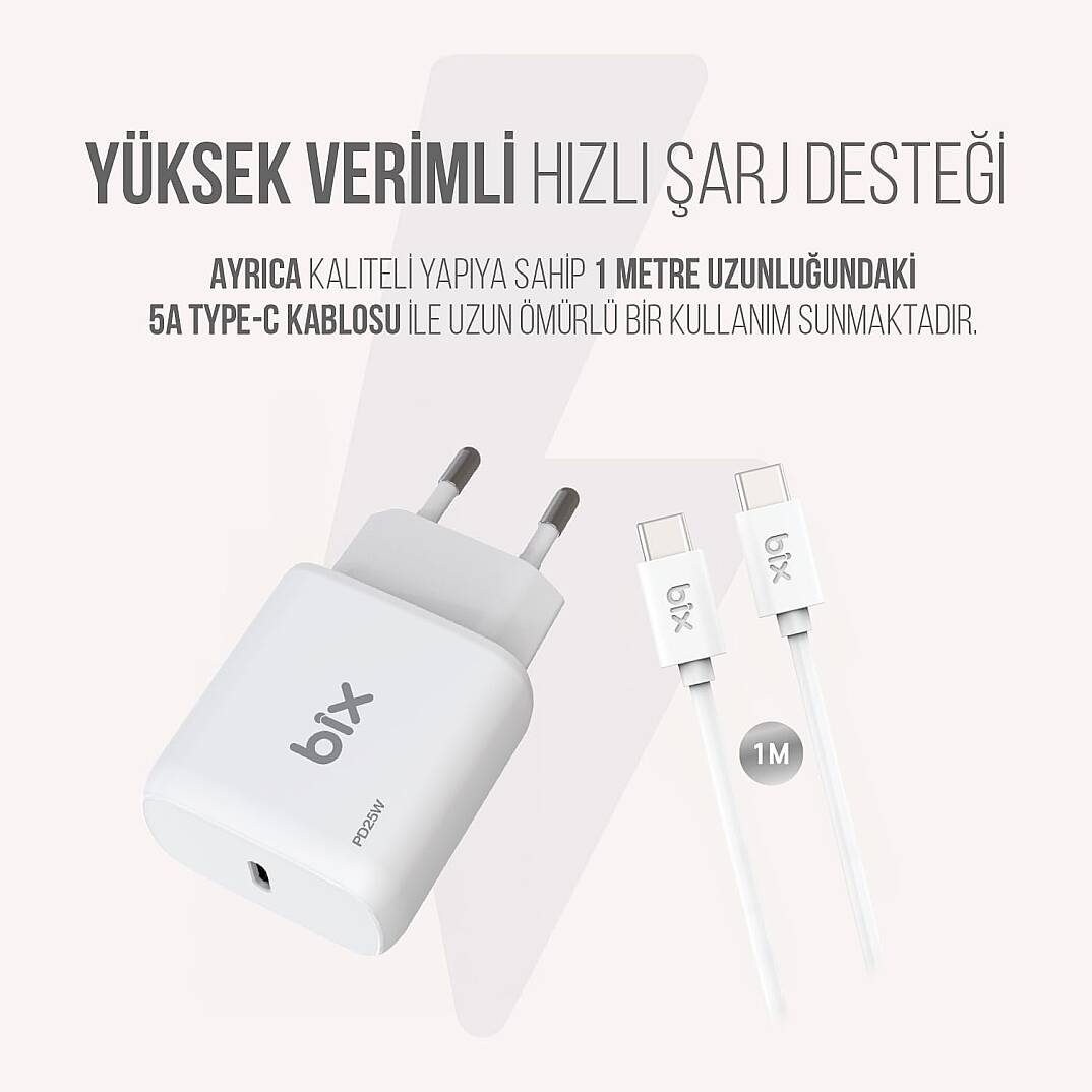 BİX BX- UC25TA 5A 25W PD HIZLI TYPE-C ŞARJ - 3