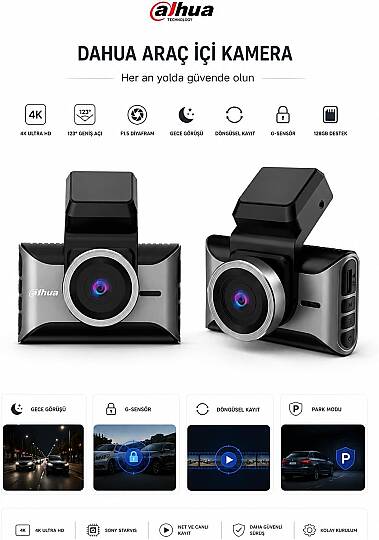 DAHUA DHI-DAE-HC5710WV-S10 8MP+2MP ÇİFT KAMERALI 123° GENİŞ AÇI G-SENSÖR DAHİLİ MİKROFON HOPARLÖR WIFI DASHCAM - 2