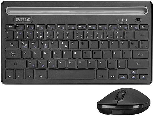 Everest KM-BT803 Siyah 3 in 1 BT 5.0+3.0+2.4Ghz 1600dpi Q Multimedia Kablosuz Klavye + Mouse Set