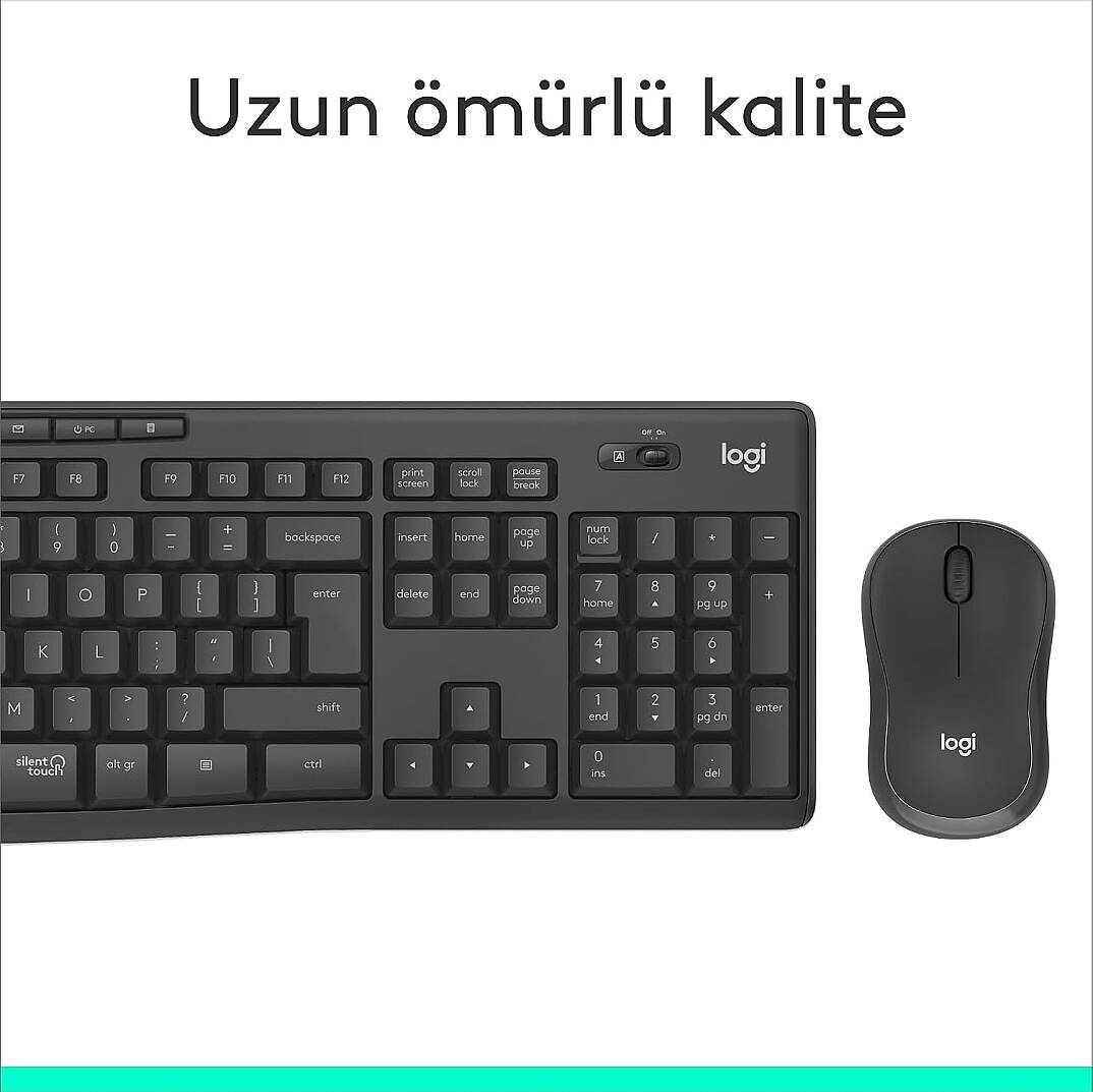 Logitech MK295 Sessiz Kablosuz Türkçe Klavye Mouse Seti -Siyah - 2
