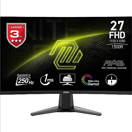 MSI 27" MAG 27C6X Curved 1500R VA 1ms  250HRZ Adaptıve-Sync Siyah FHD Monitör