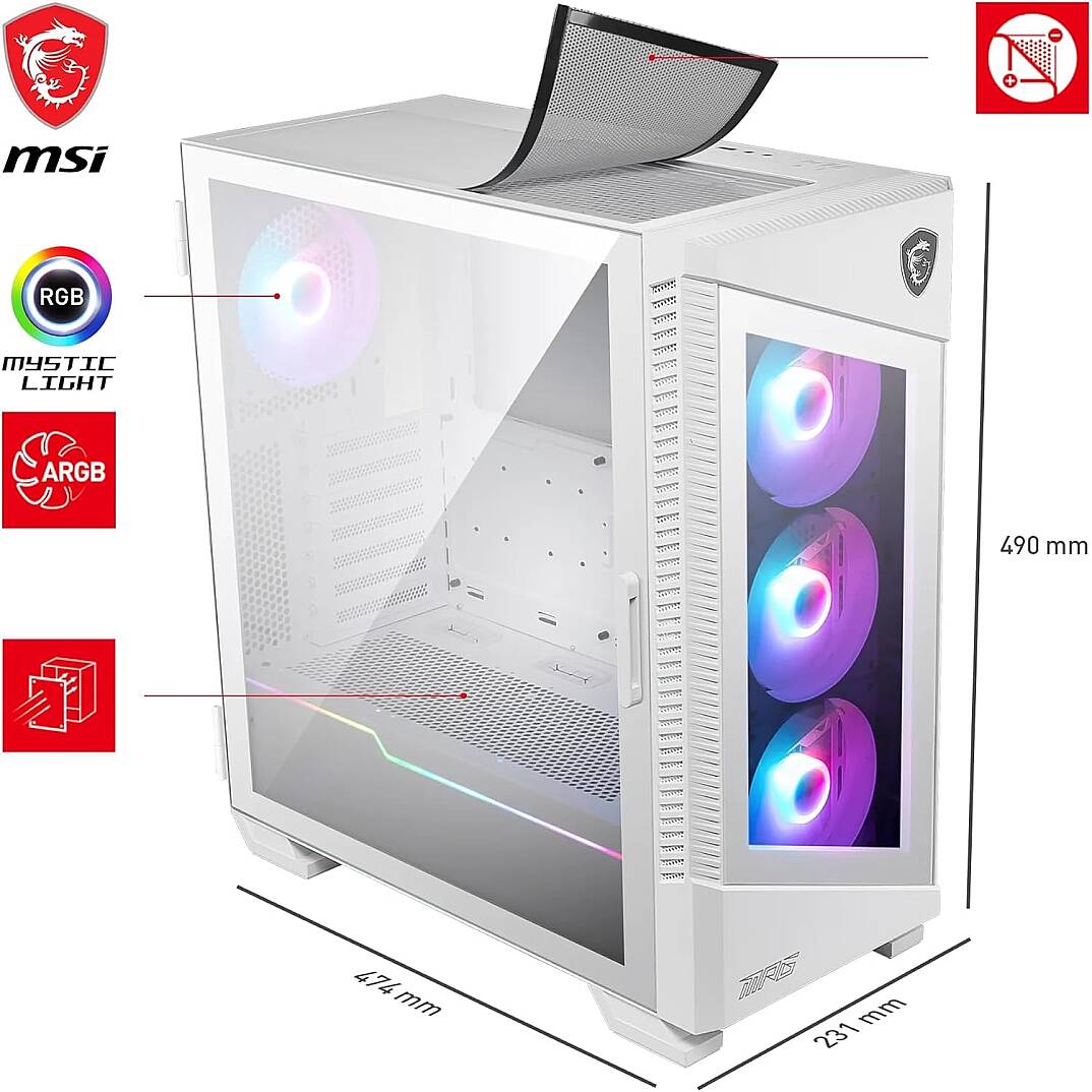 MSI MPG Velox 100R White TG ARGB ATX Mid - 2