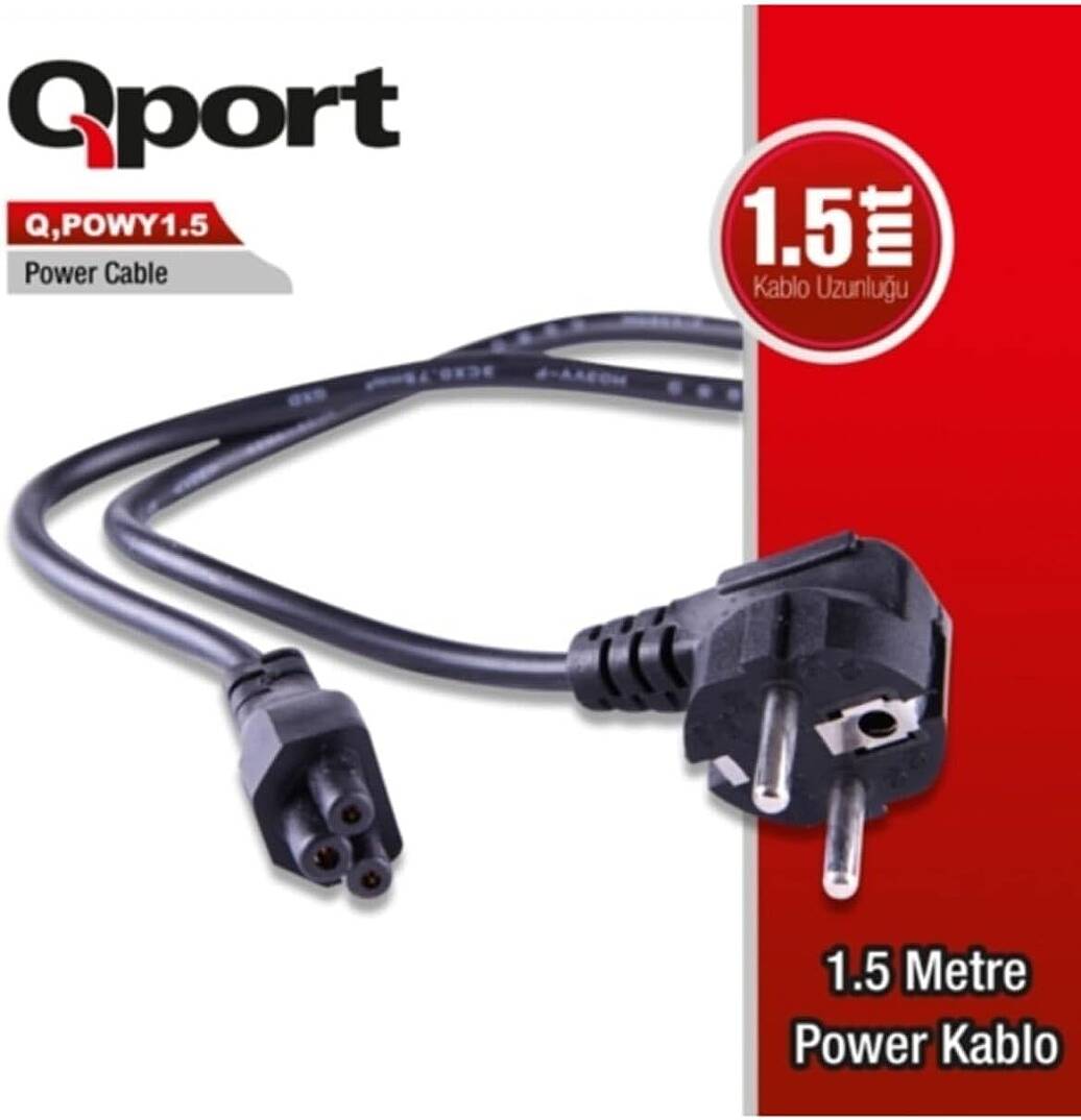 Qport -POWY1.5 1.5 METRE NOTEBOOK POWER KABLOSU - 1