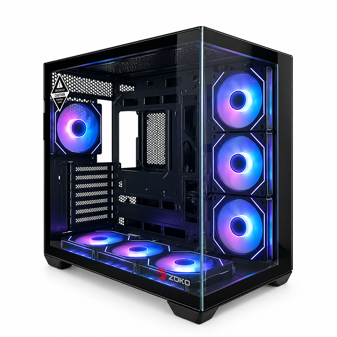 Zoko Emperor Siyah 7x12cm Argb Fanlı Atx Gaming Akvaryum Kasa - 1