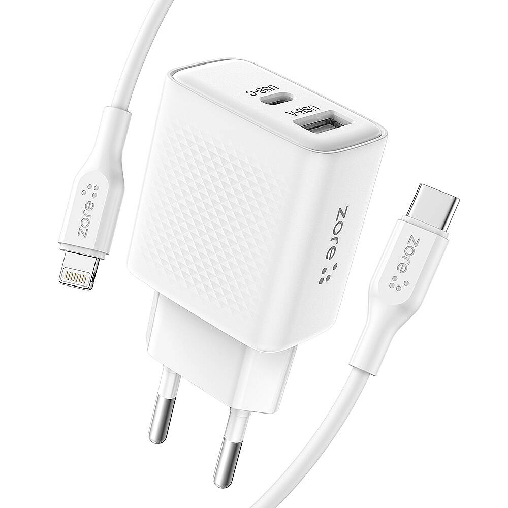 ZORE TİTAN SERİSİ ZT06 BEYAZ 20W TYPE-CTO LİGHTNİNG SEYEHAT ŞARJ SETİ - 1